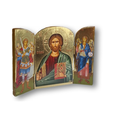 Triptych - ikona Narození Páně s archandělem Gabrielem a Bohorodicí