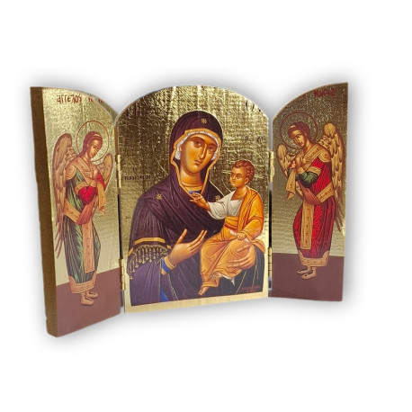 Triptych - ikona přesvaté Bohorodice s archandělem Gabrielem