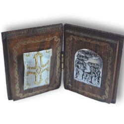 Diptych – Ortodoxní tradiční amulet se Zvěstováním (4 × 5 cm)
