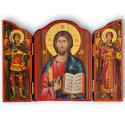 Dřevěný triptych – Kristus Pantokrator se sv. archanděly