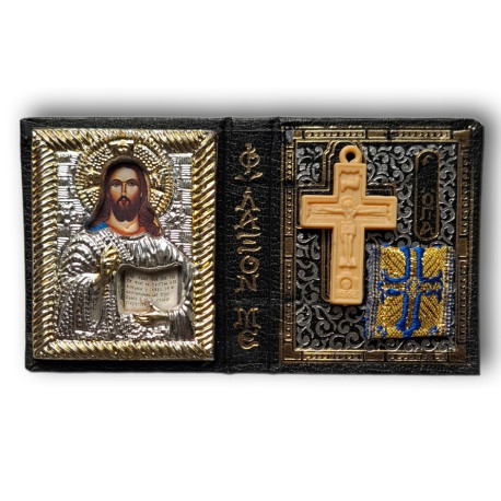 Ikonový diptych 12 x 7 cm s křížkem a filaktonem