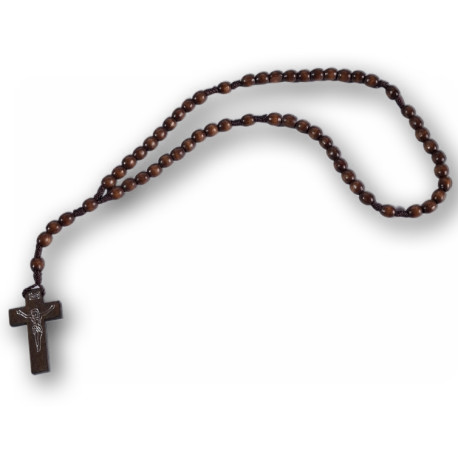 Dřevěný růženec na šňůrce – 33 cm - tmavě hnědý
