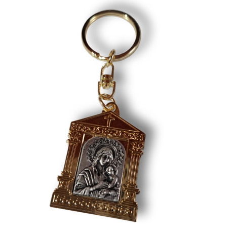 Klíčenka Panna Maria s malým Kristem – zlatý reliéf ve stříbrném rámu