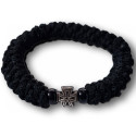 Ortodoxní modlitební náramek- Elastický, černý se saténem a křížkem