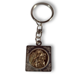 Klíčenka s medailonkem Panny Marie a sv. Kryštofa – stříbrno-zlaté provedení, oboustranný kovový přívěsek