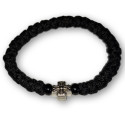 Ortodoxní modlitební náramek - Vlna, černý s křížkem a korálky