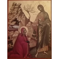 Maria Magdaléna se vzkříšeným Kristem (krétská ikona)