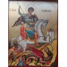 Vyrobeno v Řecku
Rozměr: 25x19 cm
Na dřevěném podkladě
S ouškem na pověšení
Pozlacený podklad
Na ikoně je sv. Jiří na koni, který přemáhá draka, co by symbol zla.