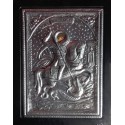 Kovová ikona Sv. Jiří bojujícího s drakem